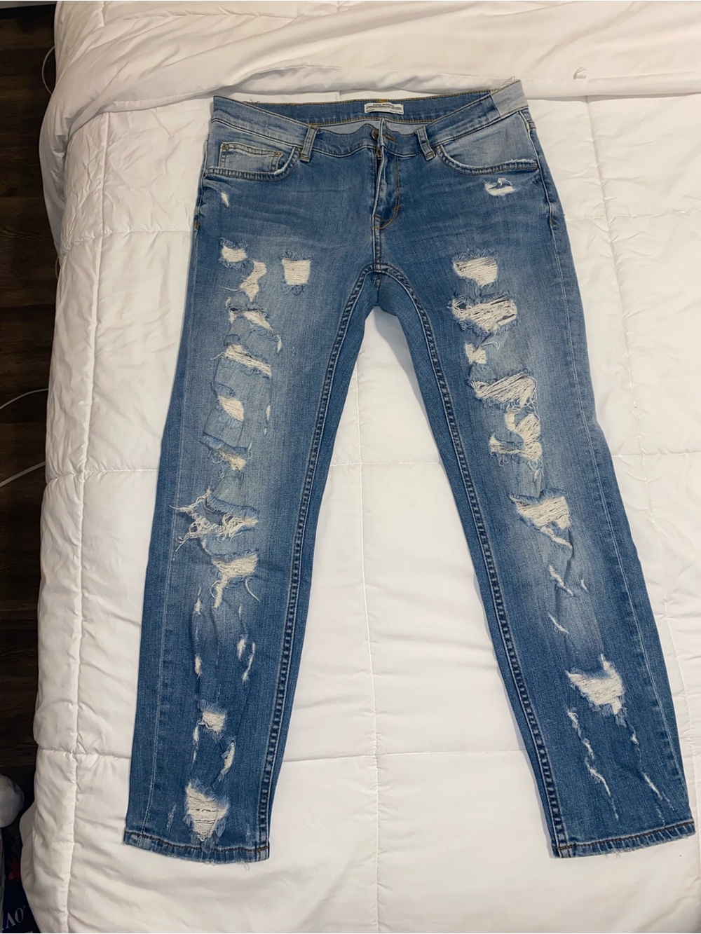Zara Light Blue Distressed Jeans Sz 6